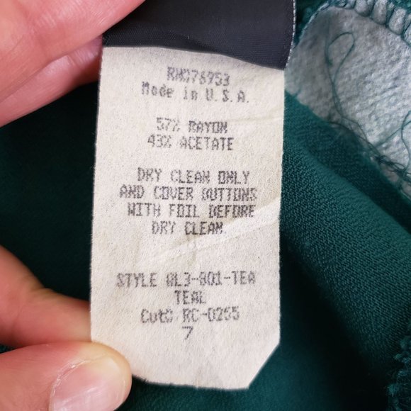 Vintage Knapp Studio Sleeveless Buttoned Halter Neck Dress Emerald Green Size 7 - Picture 10 of 11